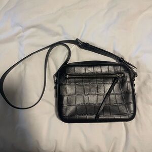 All saints (allsaints) black crocodile crossbody